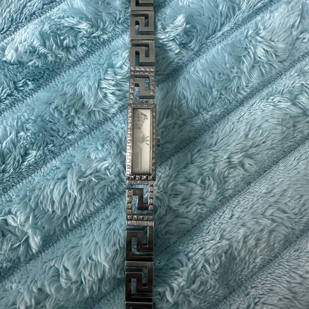 Versace Stainless Steel Silver Rectangular Watch … - image 3